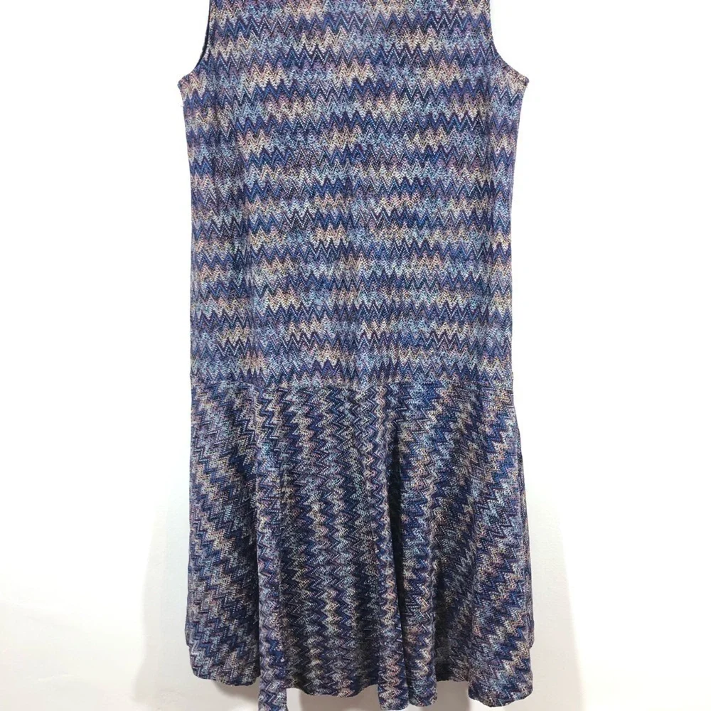 Maeve Anthropologie Blue Chevron Knit Dress S